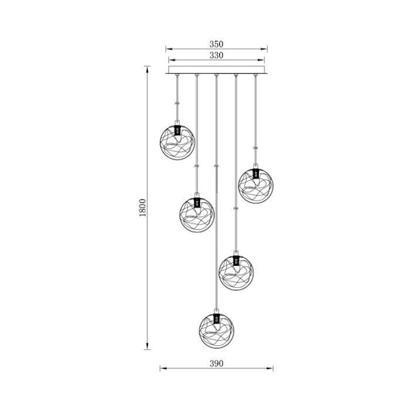 Dekorativ upphängning 5xG9 10W – Elegant design i guldmetall gyllene