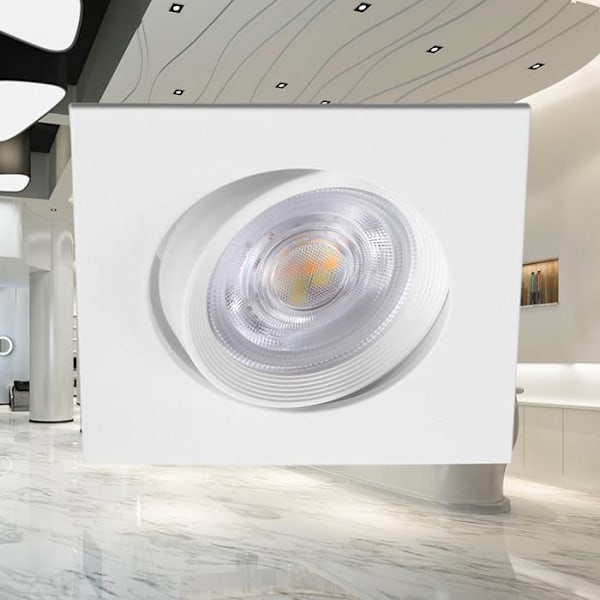 Set med 10 3in1 fyrkantiga vita infällda LED-spotlights 7W IP20 Dimbar Vit