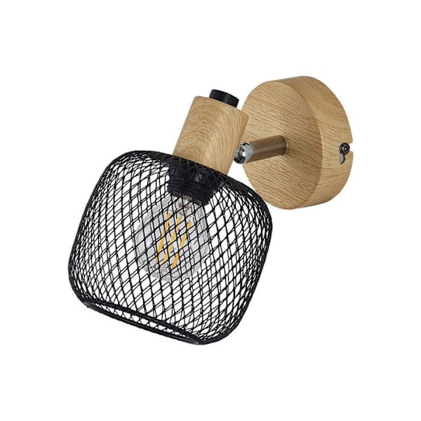 LED väggapplikation 1xE14 23W IP20 – Svart & trä Svart+Trä