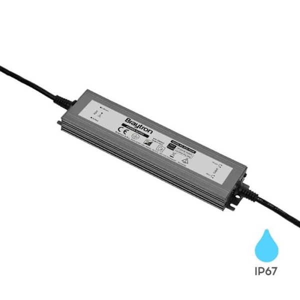 Strömförsörjning 100W IP67 i svart aluminium