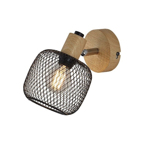 LED väggapplikation 1xE14 23W IP20 – Svart & trä Svart+Trä