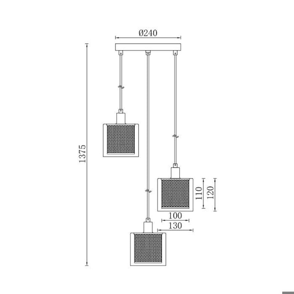 Dekorativ upphängning 3xE14 23W IP20 – Koppar Koppar