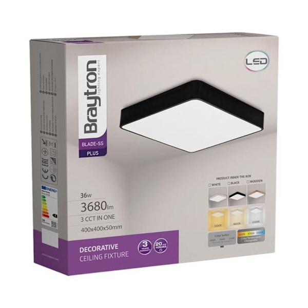 BRAYTRON Blade-S2 LED loftslampe, sort, 3i1, 36W, metal Svart