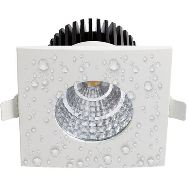 LED Spot Downlight 6W firkantet fast vandtæt IP65 Vit