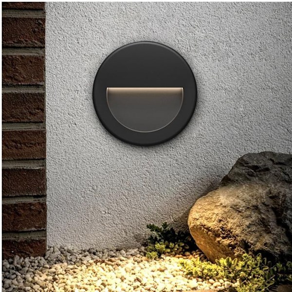 VEKTAB2 rund svart LED väggspotlight 3W 3000K IP65 Svart