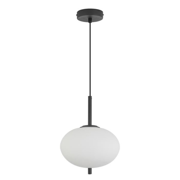 Oval pendellampa i opalglas 23W IP20 E14 Diam 200mm Svart