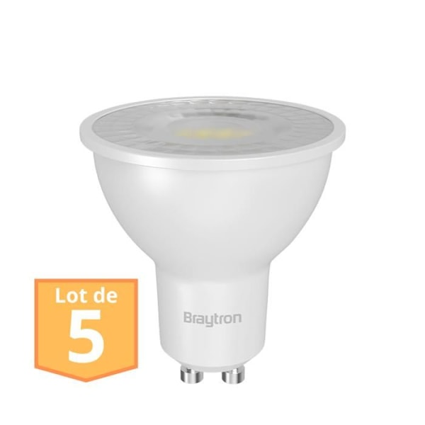 Set med 5 Braytron GU10 LED-lampor 6,5W 6500K 630 Lumen