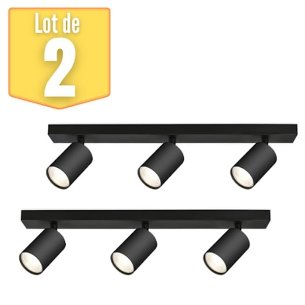 Sæt med 2 loftslamper med 3 overflademonterede spots BETA-U2 Alu GU10 3x35W Sort Svart