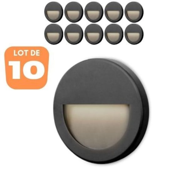 10 kpl VEKTAB2 pyöreitä mustia LED-seinävalaisimia 3W 3000K IP65 Vit