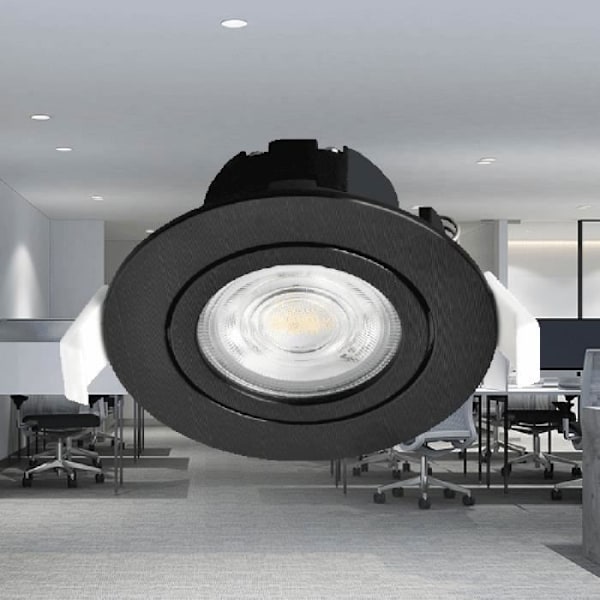 Set med 10 infällda LED-spotlights 3i1 runda svarta 7W IP20 Svart