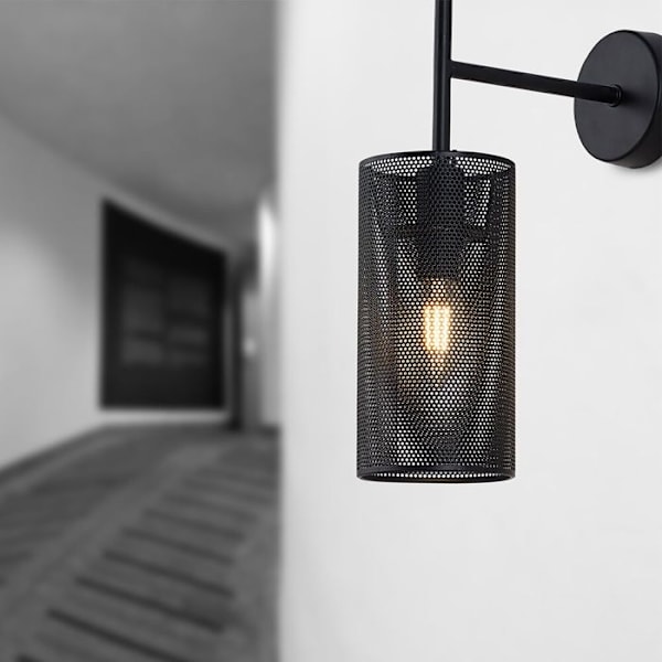 Vägglampa 1xE14 23W IP20 – Svart metall Svart