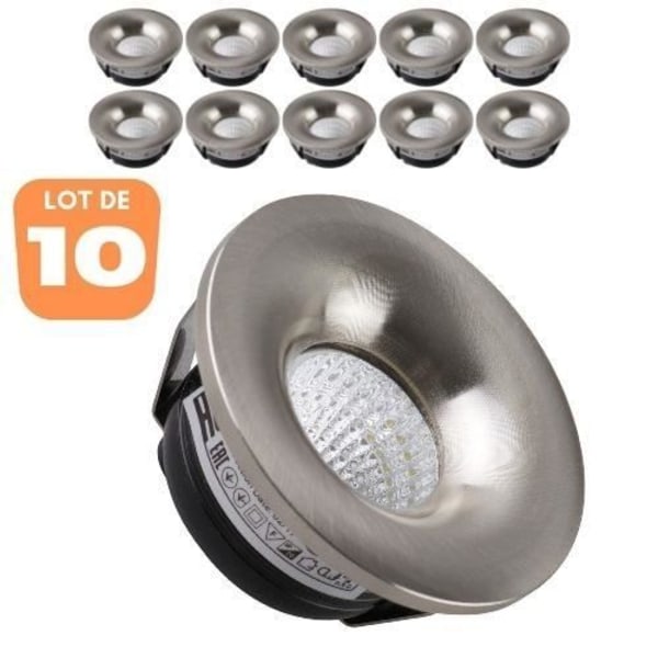 Spot LED - Krom - Mini 3W - Inbyggd - 10 stycken - 65° ljusvinkel Krom