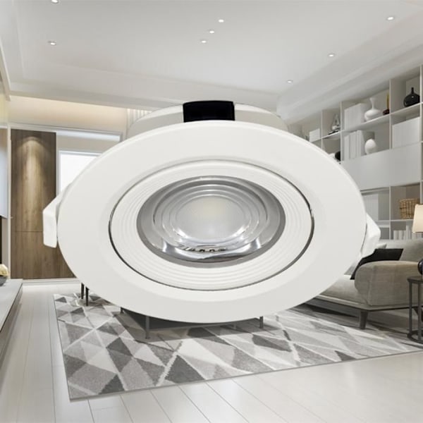 COB LED infälld spotlight rund vit justerbar 10W IP20 4000K Vit