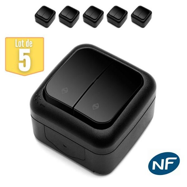 5 kpl kaksisuuntaista säänkestävää IP54 - Viko by Panasonic - Musta - NF sort