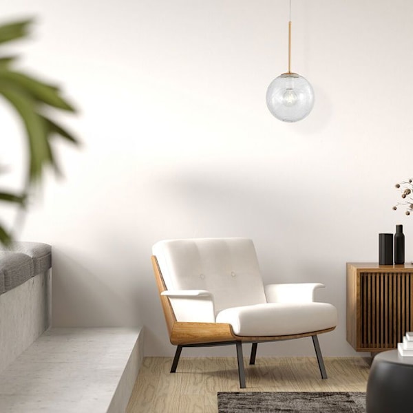 Dekorativ pendel G9 1x10W i glas og guldmetal gyllene