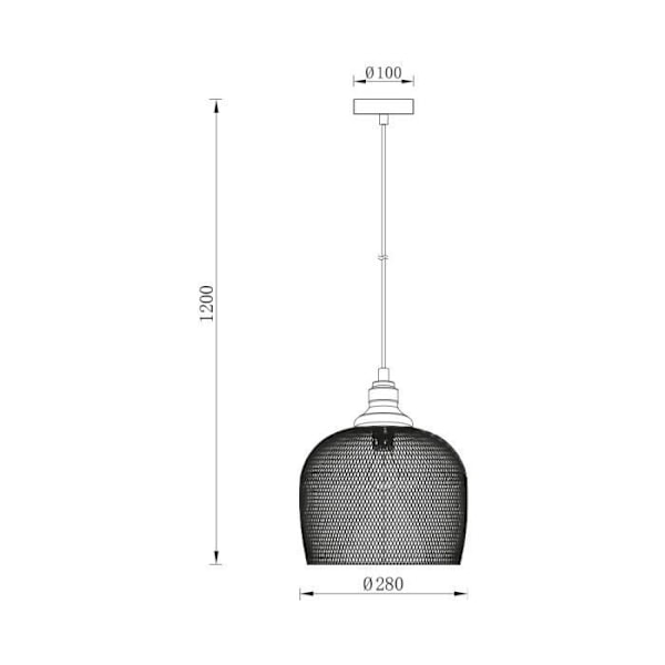 Upphängning metall 23W E27 Svart IP20 Diam. 280mm Svart