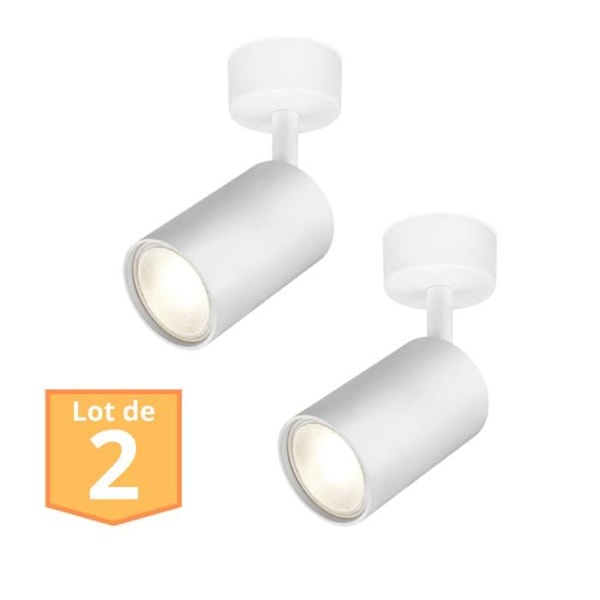 Set med 2 vita justerbara takspotlights GU10 35W Vit