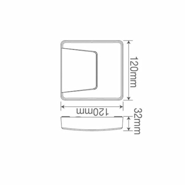 Neliömäinen LED-seinävalaisin 3W IP65 Dim. 120x120mm Grå
