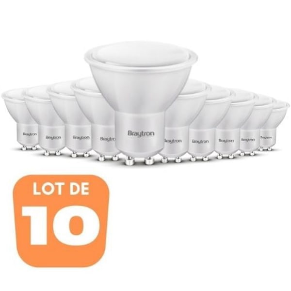 Set med 10 LED-lampor GU10 5W (Ekv. 32W) 2700K 110°