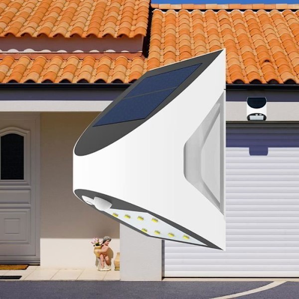 3W IP54 LED solcellsvägglampa med rörelsedetektor Vit