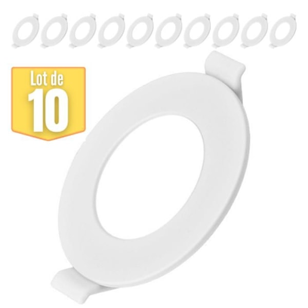 Set med 10 extra platta LED-spotlights 3W 4000K IP40 Vit