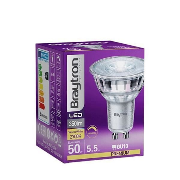 LED-pære GU10 5,5W (Eq. 50W) 2700K 38° Dæmpbar
