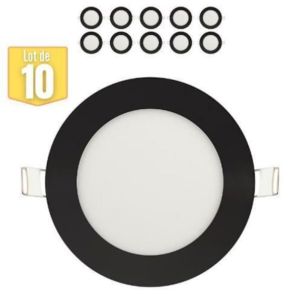 Sarja 10 himmennettävää LED-paneelia 6W 4200K 270lm musta IP20 Svart