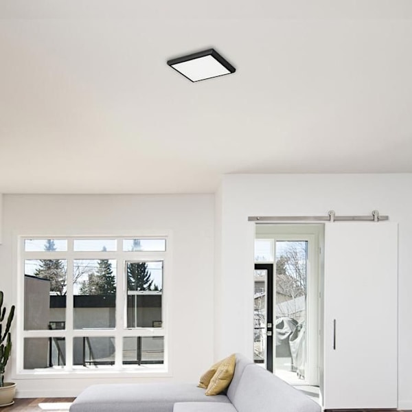 Indbygnings- eller påbygningssort LED-lampe sort 20W 3-i-1 kvadratisk Svart