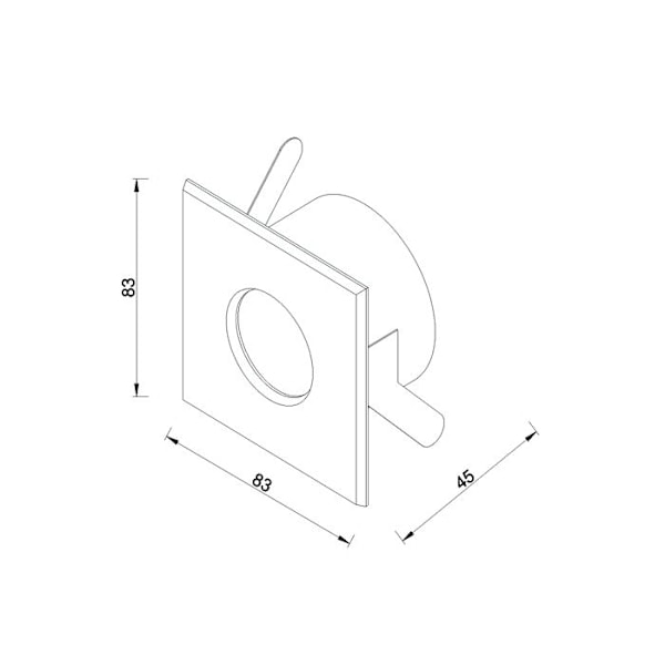 Understøttelse downlight kvadrat hvid vandtæt IP65 Dim 83x83mm Vit