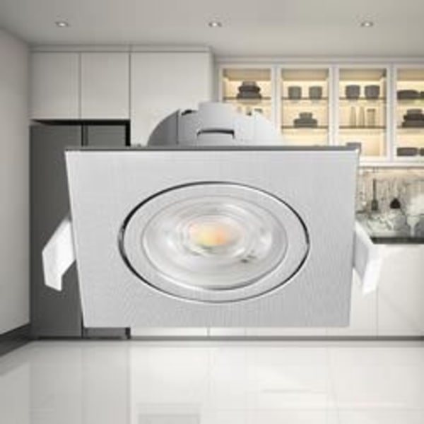Sæt med 10 3-i-1 firkantede aluminiumsindbyggede LED-spots 7W IP20 aluminium