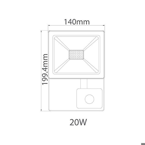 LED projektor INDUS-S med sensor 20W IP44 6000K Grå