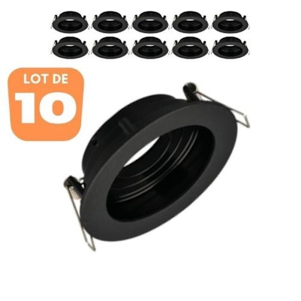 Set med 10 Beta R3 rund svart fläck stöder MR16 GU10/GU5.3 Svart