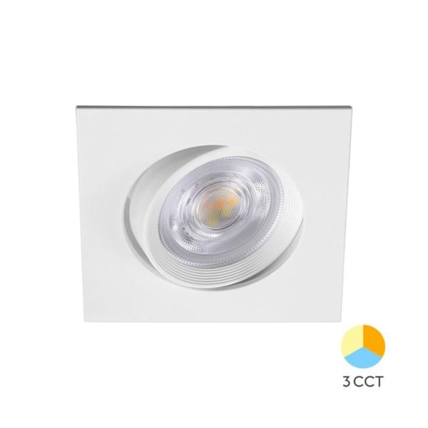 3i1 firkantet hvid forsænket LED-spot 7W IP20 Vit