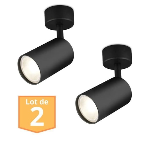 Set med 2 svarta GU10 35W justerbara takspotlights Svart