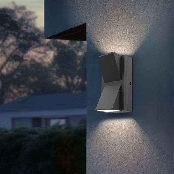 Väggmonterad LED-utomhuslampa 2x6W 3-i-1 IP65 Grå Grå