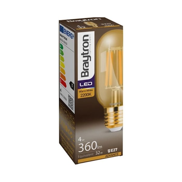 LED-ampull T45 filament 4W E27 2200K Bärnsten
