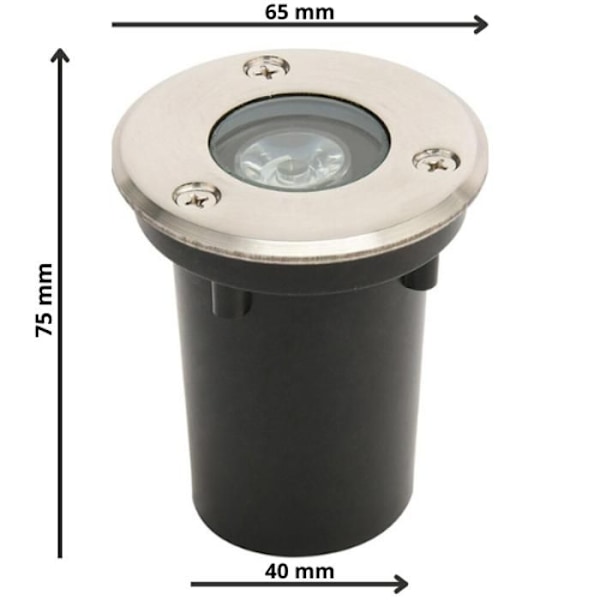 Vedenpitävä upotettu LED-kohdevalo 1W 100lm 4000K IP67 Matt krom