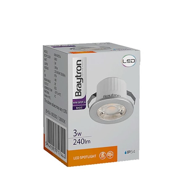 Mini pyöreä hopea LED-kohdevalo 3W 6500K IP54 Pengar