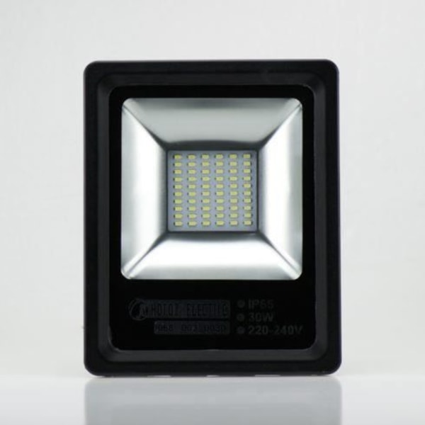 Litteä LED-projektori 30W IP65 6500K Mitat: 193x249,5x49,5mm Svart