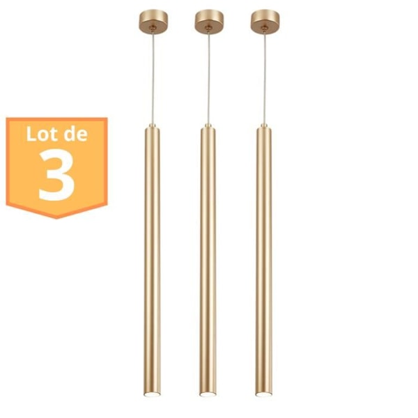 Set med 3 designlampor i guldrör G9 10W IP20 gyllene