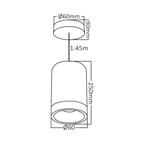 BETA sort rør pendel GU10 kabel 1,45m Svart