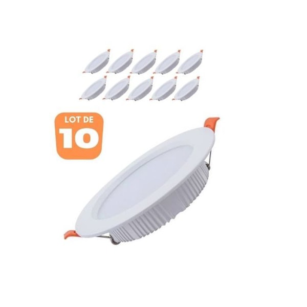 Set med 10 ALEXA SMD LED runda vita fläckar 8W 6400K Vit