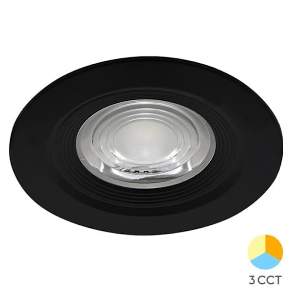 3i1 rund sort vandtæt forsænket LED-spot 7W IP54 Svart