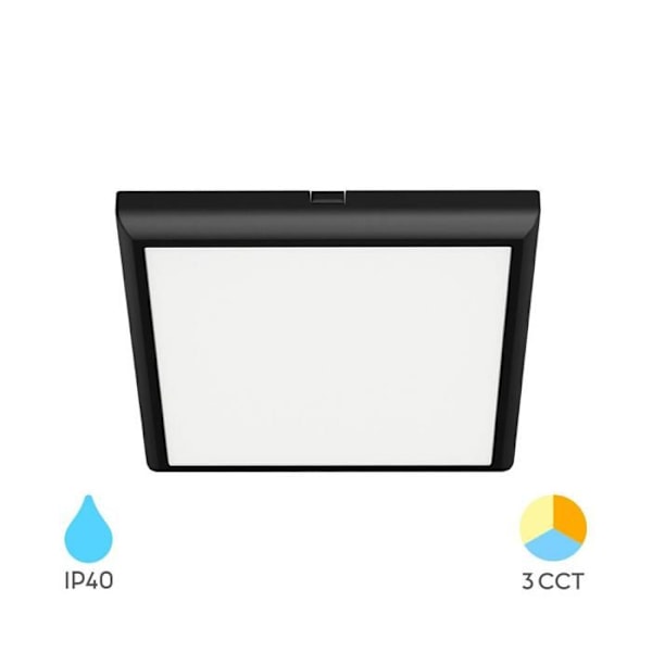 Svart LED-taklampa inbyggd eller ytmonterad 20W 3-i-1 kvadratisk Svart