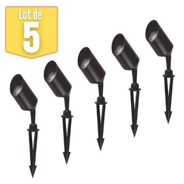 Set med 5 justerbara trädgårdsspotlights GU10 35W IP65 Svart Svart