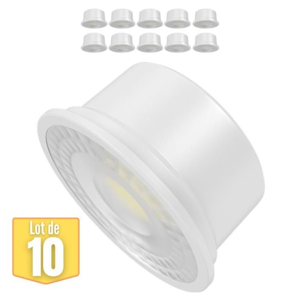 Sæt med 10 5W LED-moduler til GU10, MR16 forsænkede spots, 6500K, 380lm, 38° Vit