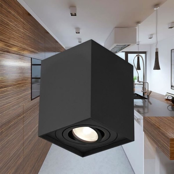 Taklampa i aluminium GAMA-8010E kvadratisk GU10 35W Svart Svart