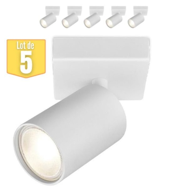 Set med 5 BETA-T1 Alu GU10 35W White Surface Spotlights Vit