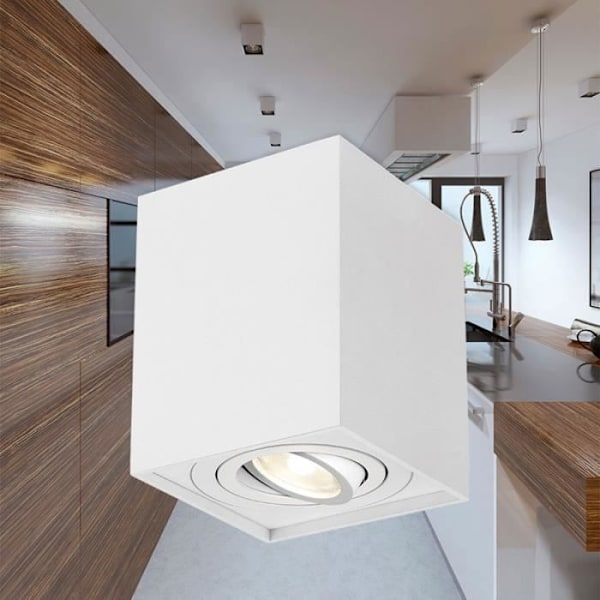 Taklampa i aluminium GAMA-8010D kvadratisk GU10 35W Vit Vit