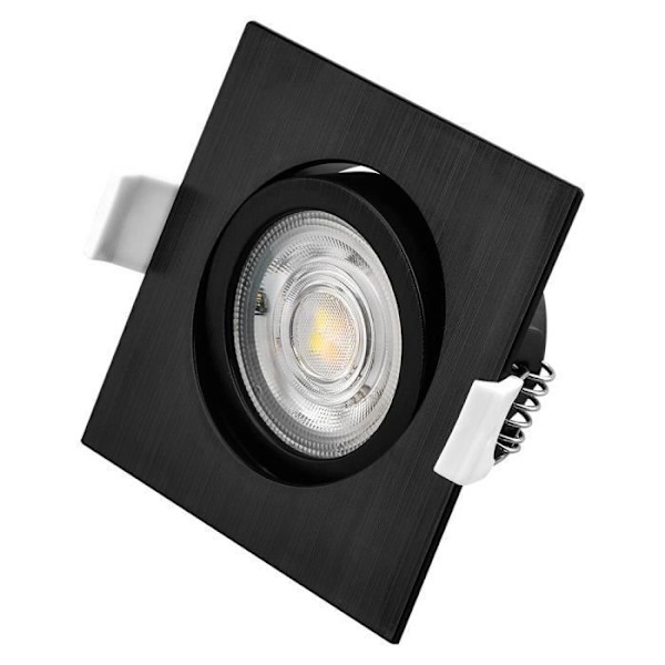3i1 firkantet sort forsænket LED-spot 7W IP20 Svart